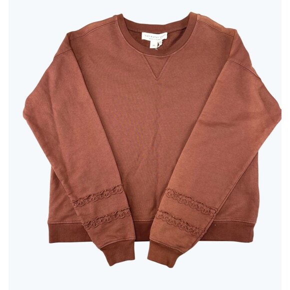 Saltwater Luxe Womens M Crewneck Sweatshirt Spice Cotton Lace Back & Sleeve - Picture 14 of 15